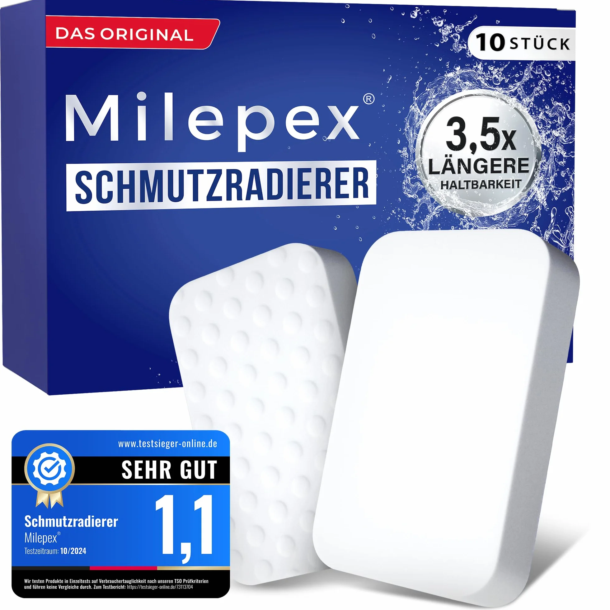 Milepex Borrador de suciedad [10x] – Esponja premium para pared, suelo, zapatillas y coche | Esponja mágica y borrador mágico para el hogar, el baño y la cocina | extra fuerte y duradera | solo con