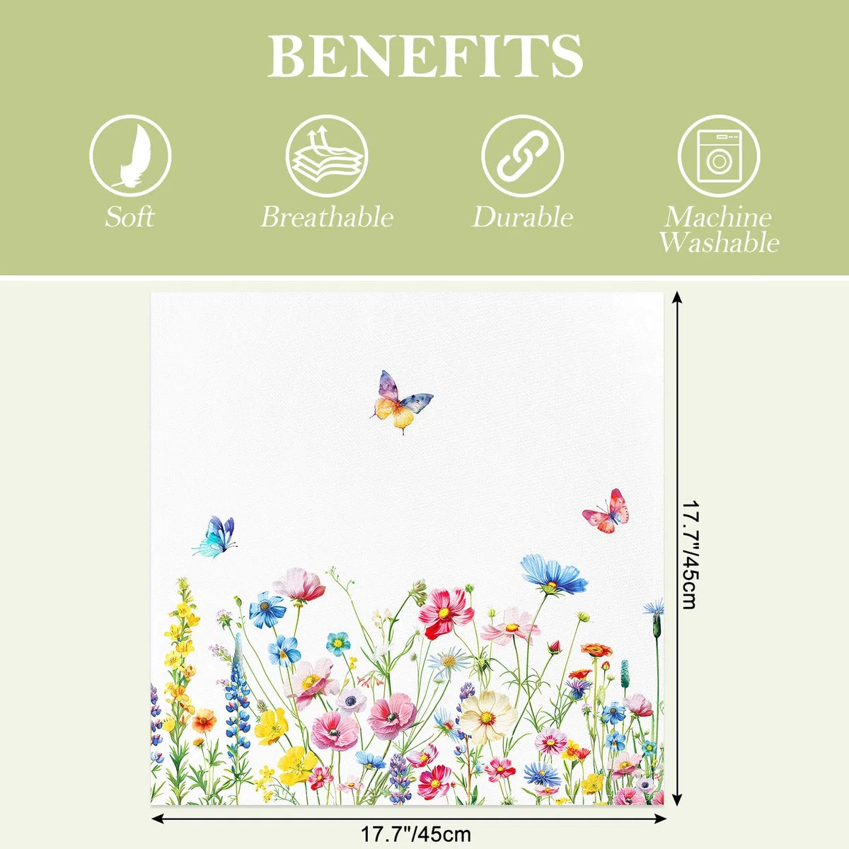 Servilletas de Flores Silvestres Tela de Cocina, Servilletas de 6 de Tela 100% Algodón Suaves Cómodas Lavables Reutilizables Servilletas de Mesa para Cenas Familiares, Cócteles, Bodas