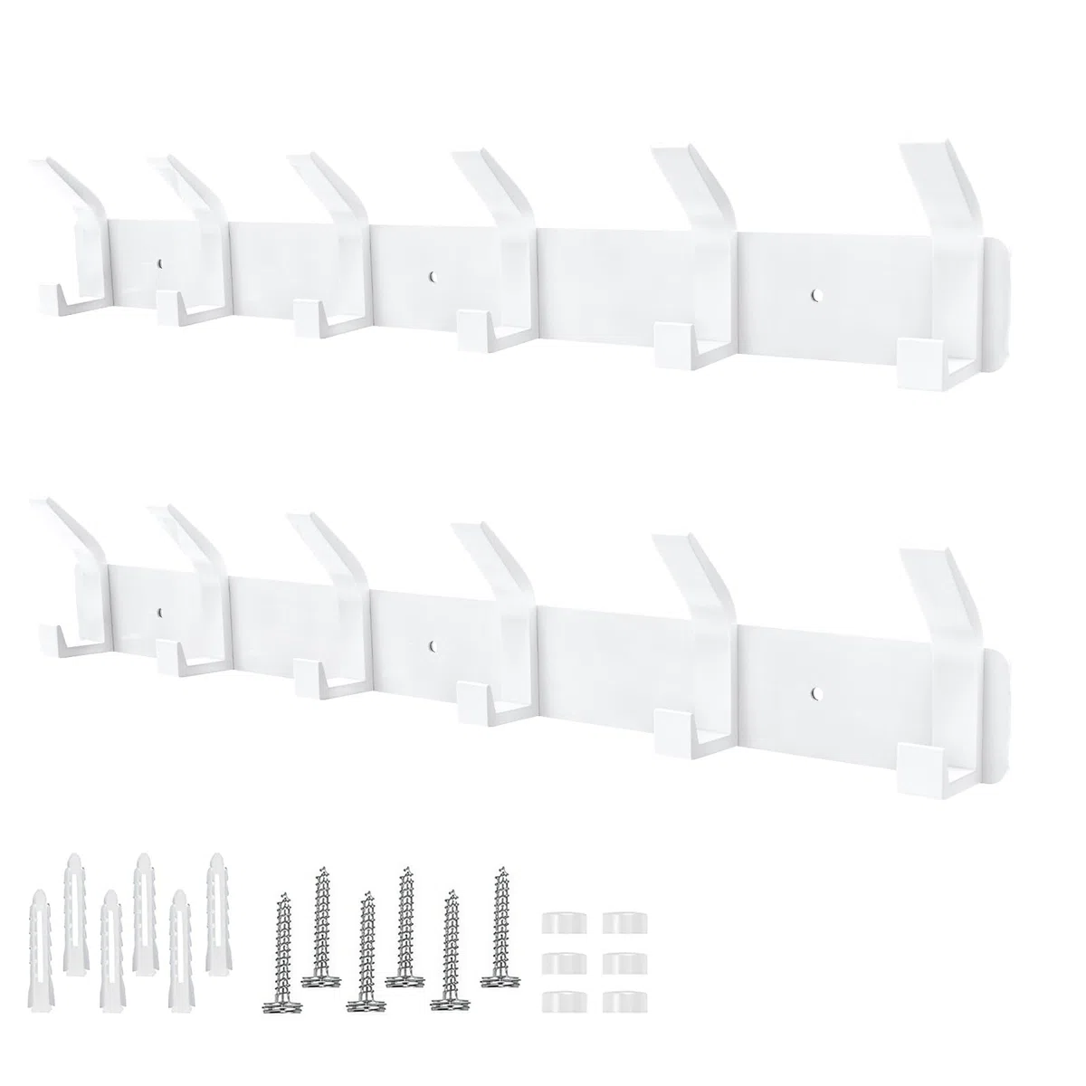 Galerie SV 2 Piezas Percheros Pared Perchero de Pared de Metal, con 6 Ganchos, Perchas Pared Colgador Ropa Pared para Dormitorio, Baño, Cocina, Perchero (Blanco)