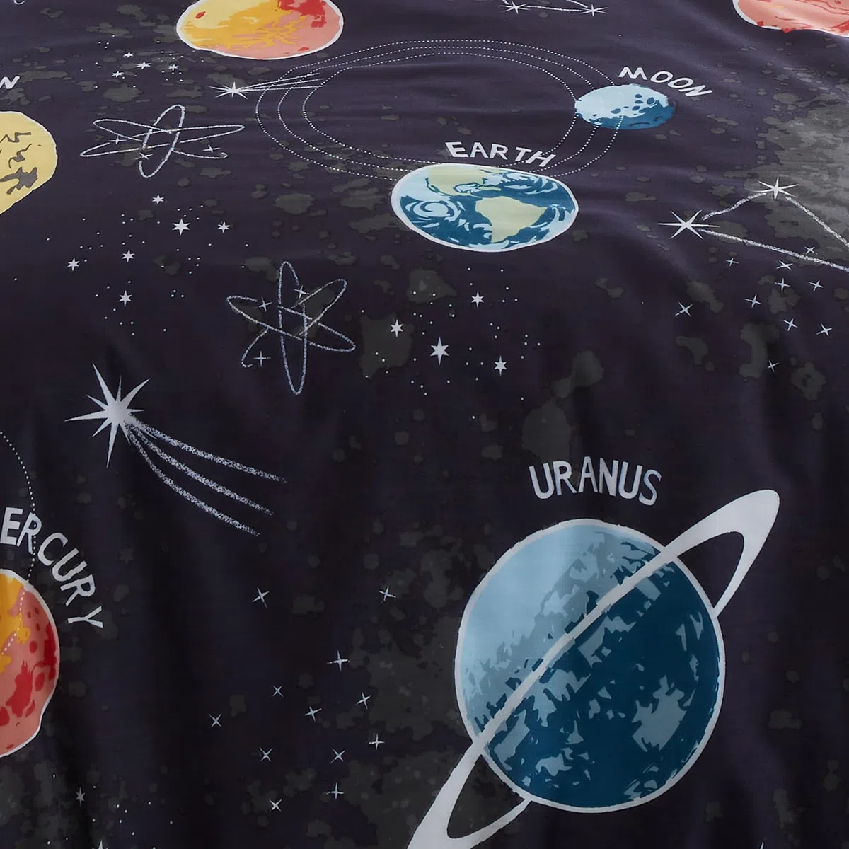 Bedlam - Funda nórdica Que Brilla en la Oscuridad - Tamaño Individual (200 x 140 cm) - Reversible (2 diseños) - Ropa de Cama Galaxy y Planeta para niños - Funda de edredón del Universo del Sistema