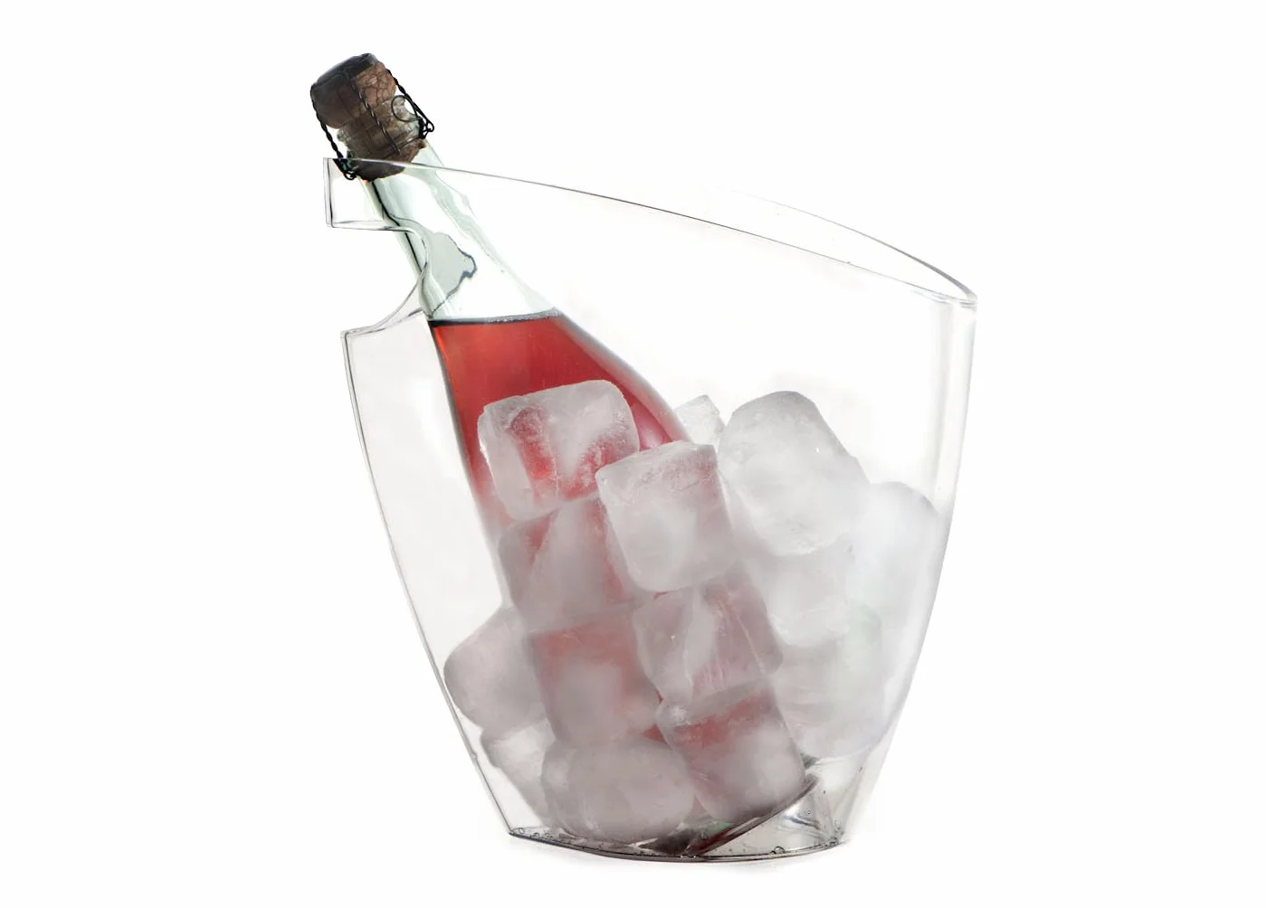 Cubitera para botellas de vino Koala Nature 3,5 L – Champanera acrílica para 2 botellas de vino, cava o champagne – Enfriador rápido, ligero, apilable y reutilizable, con asas, transparente