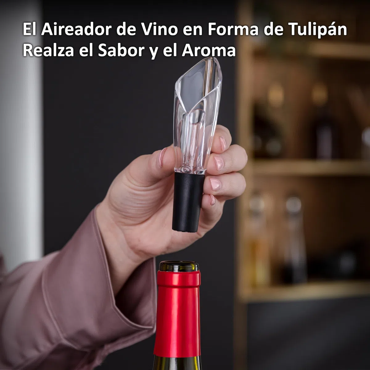Haier HAWGKIT02 Set de Accesorios para Vino, Aireador y Recogegotas Tulipán, Tapón de Vacío