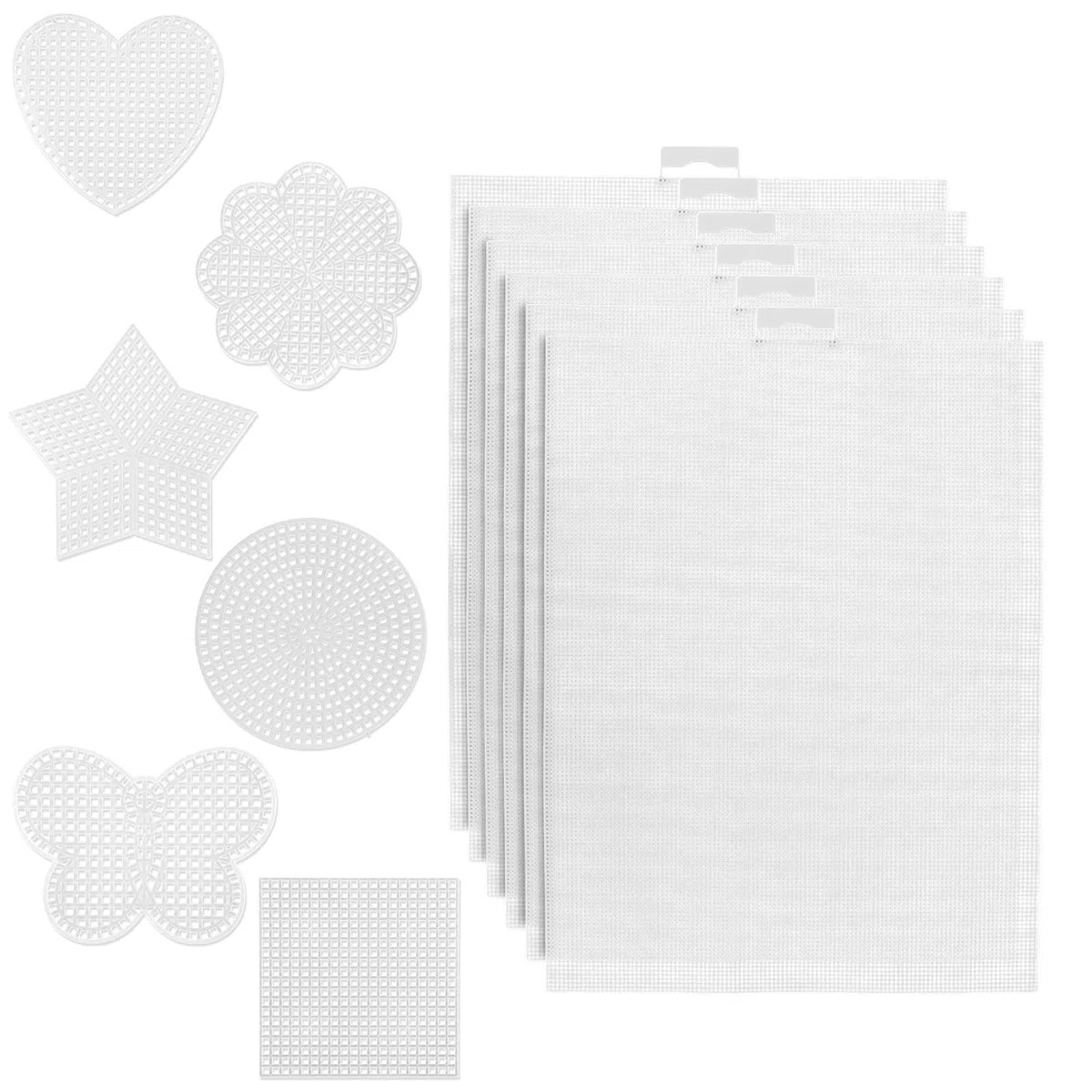 SAVITA 12uds Láminas de Malla de Plástico, 14 CT Múltiples Formas Láminas Malla Plástico para Manualidades para Punto Cruz Bordado Tela Aida Tapiz con Aguja Proyectos DIY Ganchillo