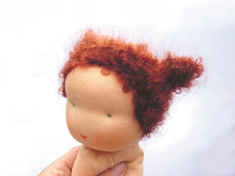 Cabello de muñeca Mohair caoba 50 g, 64% mohair, 27% lana, 9% poliamida.