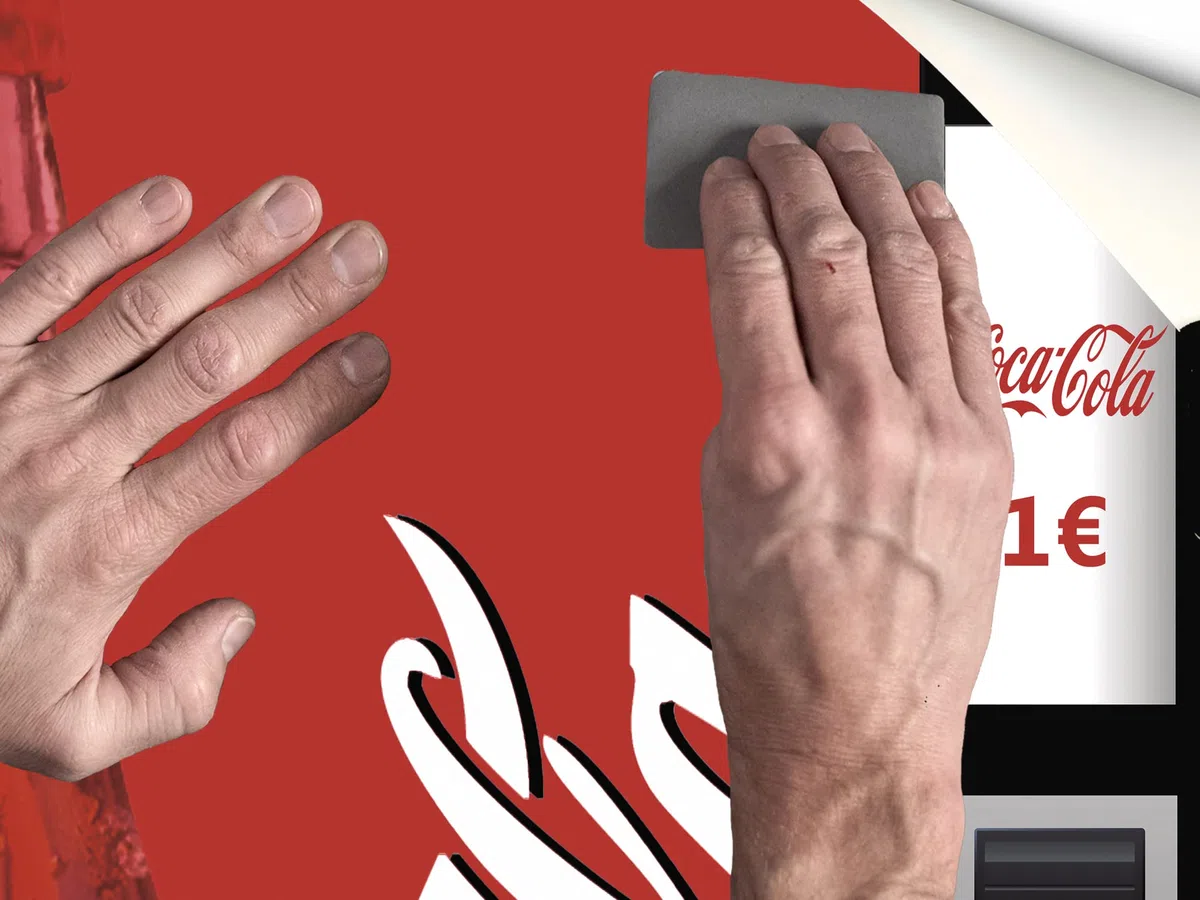 Oedim Pegatinas Vinilo para Frigorífico Máquina expendedora Cocacola | 185x60cm | Adhesivo Resistente | Pegatina Adhesiva Decorativa de Diseño Elegante