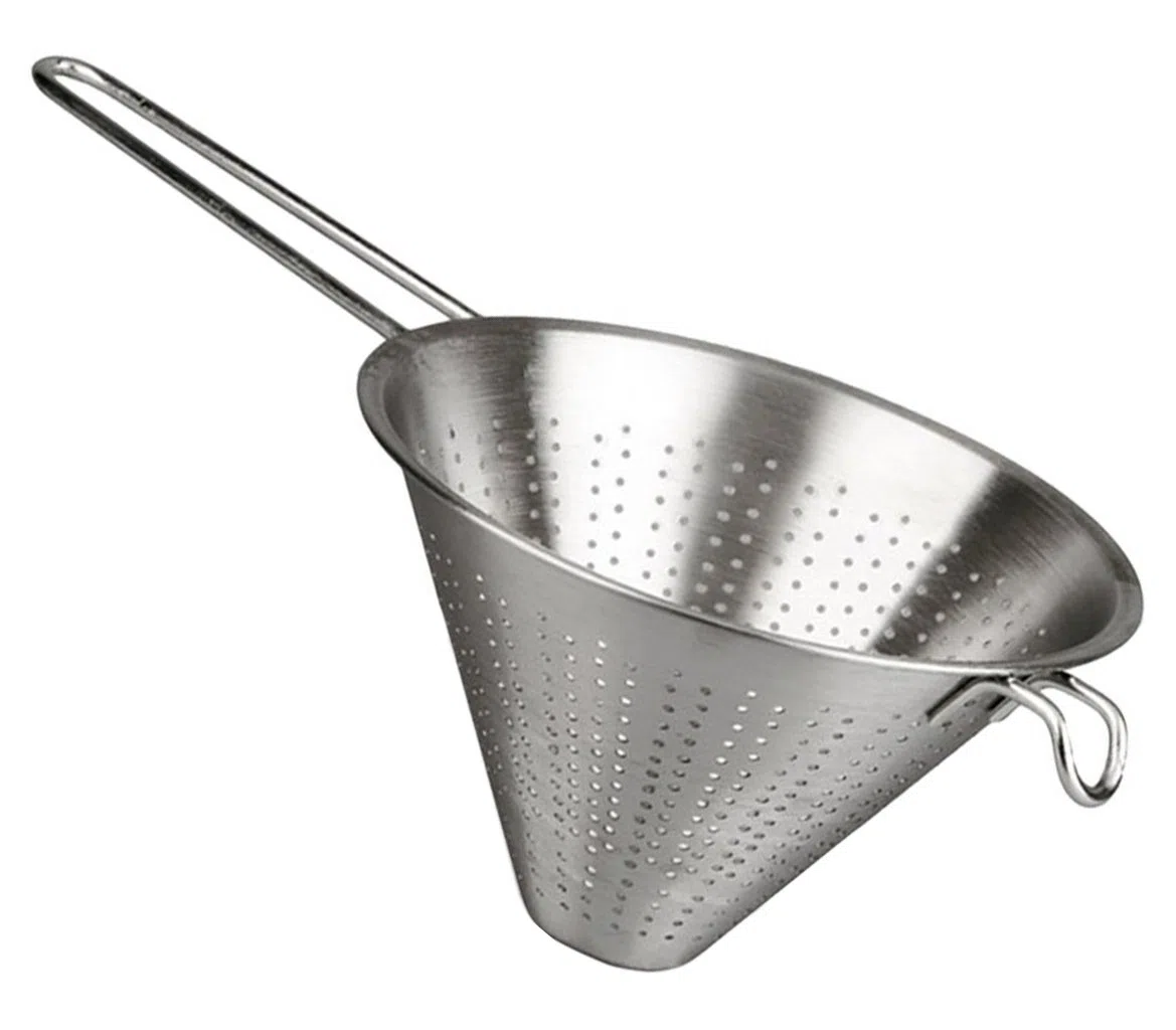 Colador Chino de Cocina - Colador de Acero Inoxidable - Colador de Cocina - Escurridor de Acero Inoxidable - Colador y Escurridor de Cocina para Drenar Pasta, Verduras y Arroz - 24 cm