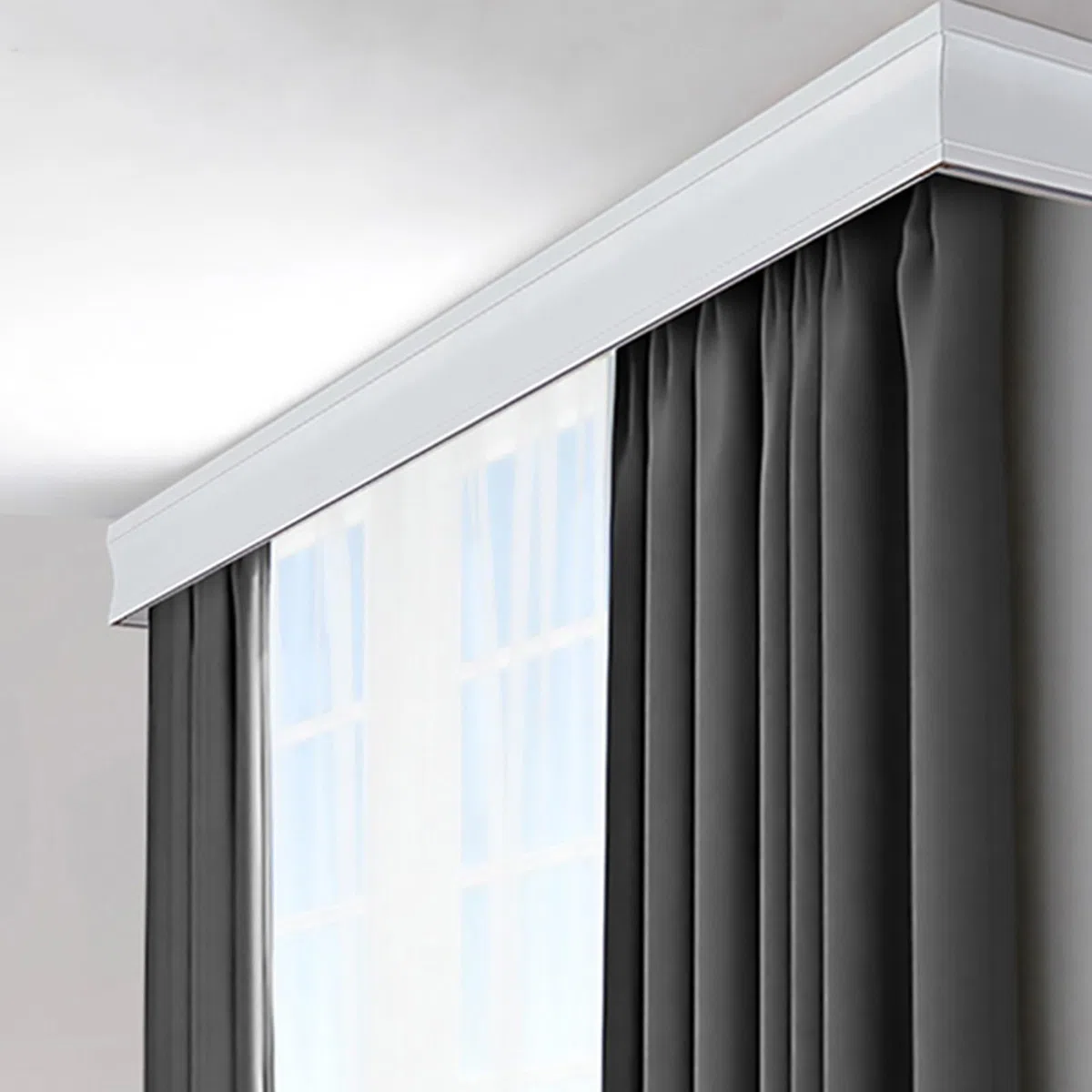 Caja Ain de montaje en pared 2 en 1 con barra de doble pista, elegante divisor de habitación para dormitorios, salas de estar, hoteles y villas, ahorro de espacio, diseño versátil para interiores