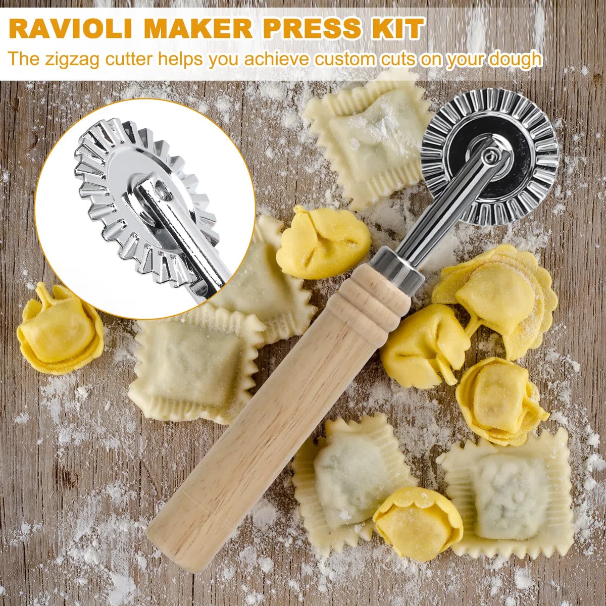 4 unidades de raviolis de aluminio con 12 agujeros, moldeador de bolas de masa con rodillo de madera para hacer raviolis, espátulas de carne para raviolis, albóndigas