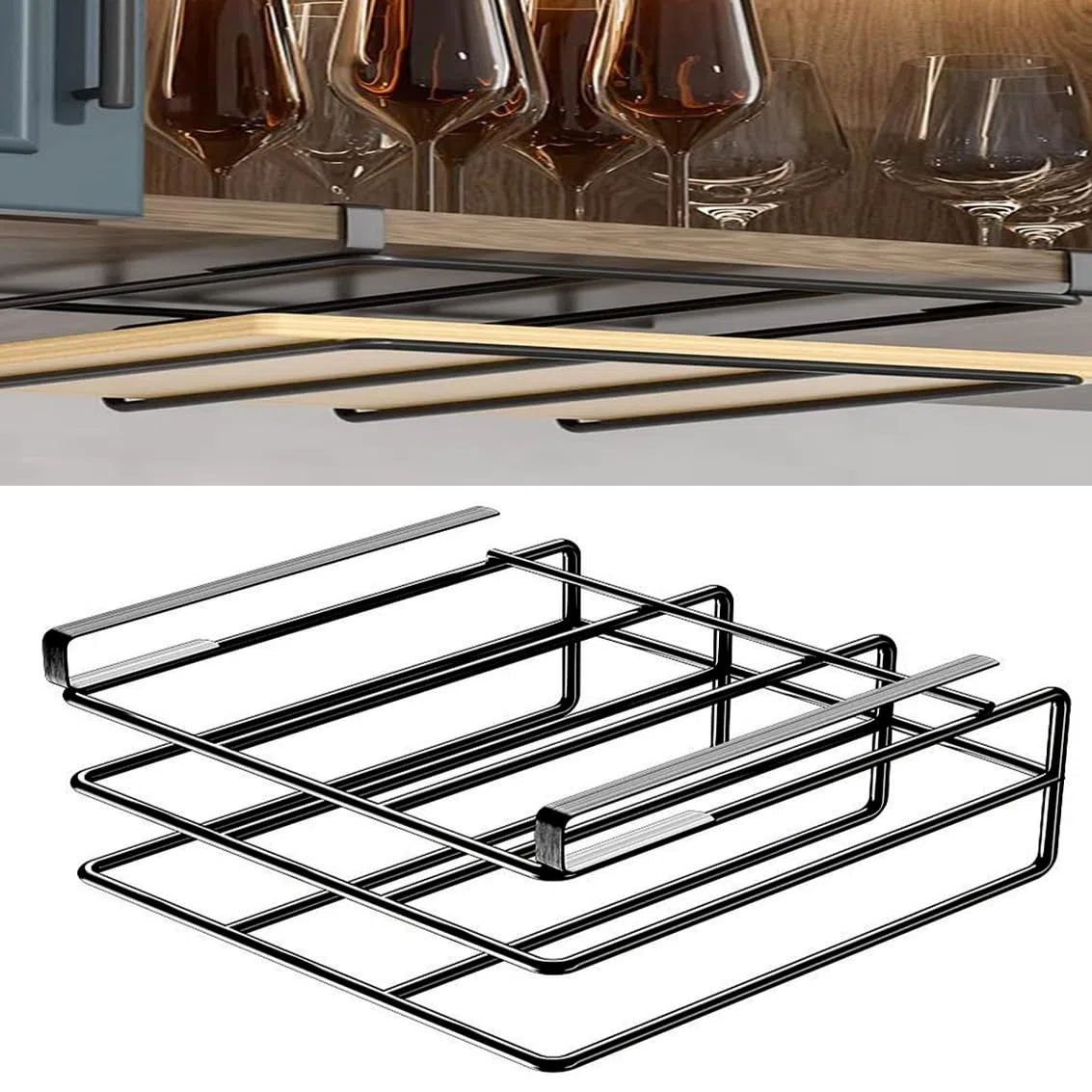 EHOTER Soporte para tabla de cortar, almacenamiento debajo del estante, organizador de cocina de acero inoxidable sin taladrar en armario, cocina, despensa, armario, organizador de almacenamiento