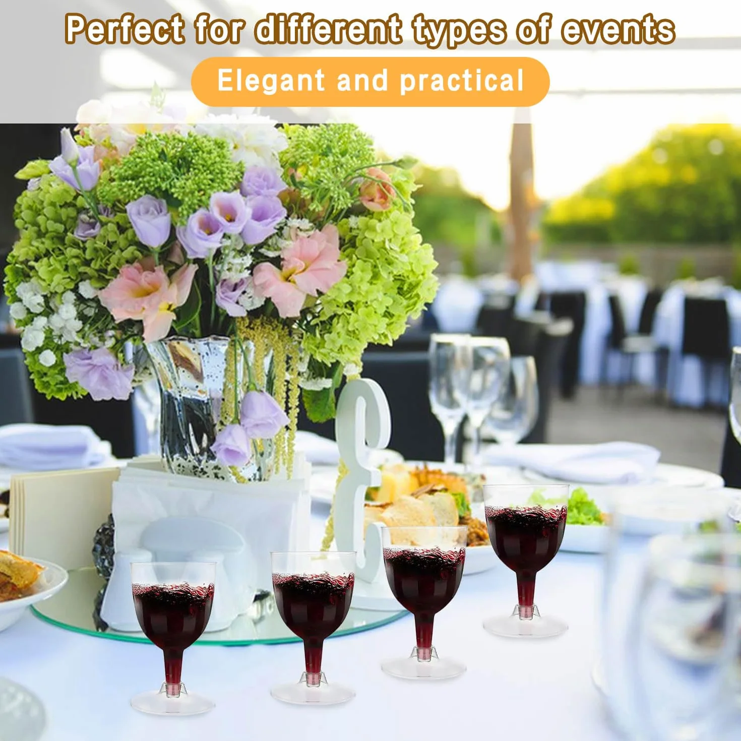 Copas de vino reutilizables, 20 unidades, para camping, bodas, cumpleaños, fiestas, pícnic
