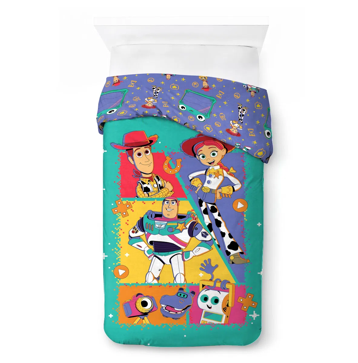 Jay Franco Kids Juego de Funda nórdica Disney Toy Story – Ropa de Cama 100% algodón Supersuave con Funda de Almohada, Producto con Licencia Oficial, Verde Azulado, 2 Piezas Individual