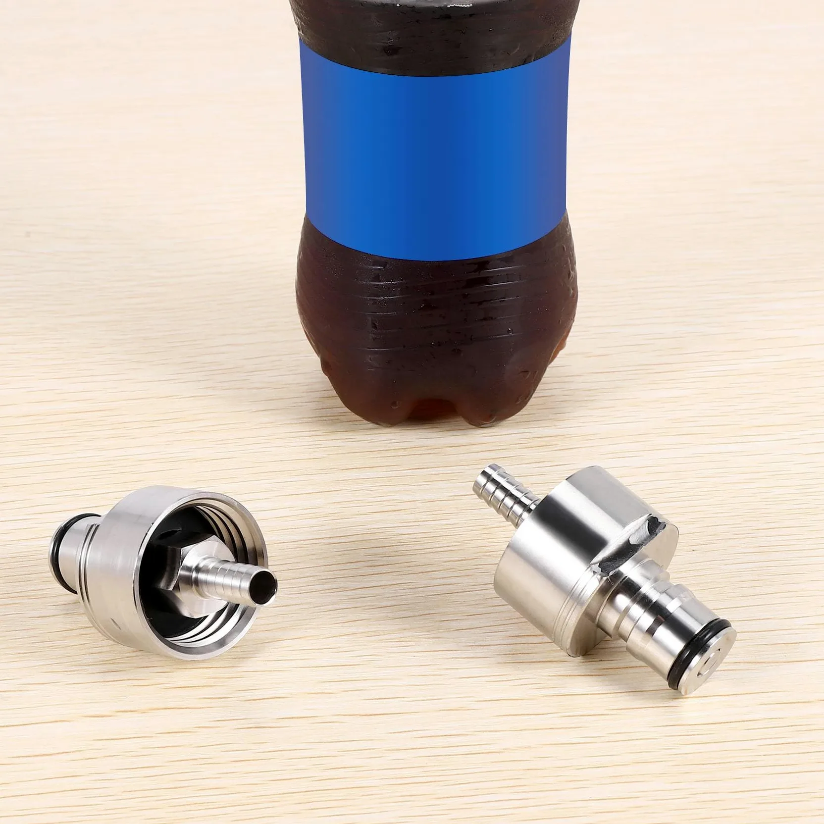 Tapa de carbonación de acero inoxidable 304 de 5/16 barba, tipo de bloqueo de bola, de PET para bebidas blandas, barriles caseros, 2 unidades