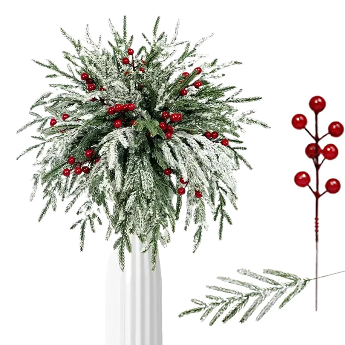 Juego de 45 ramas artificiales para decoración de árbol de Navidad, para propietarios de viviendas, floristerías, guirnaldas, decoración de mesa