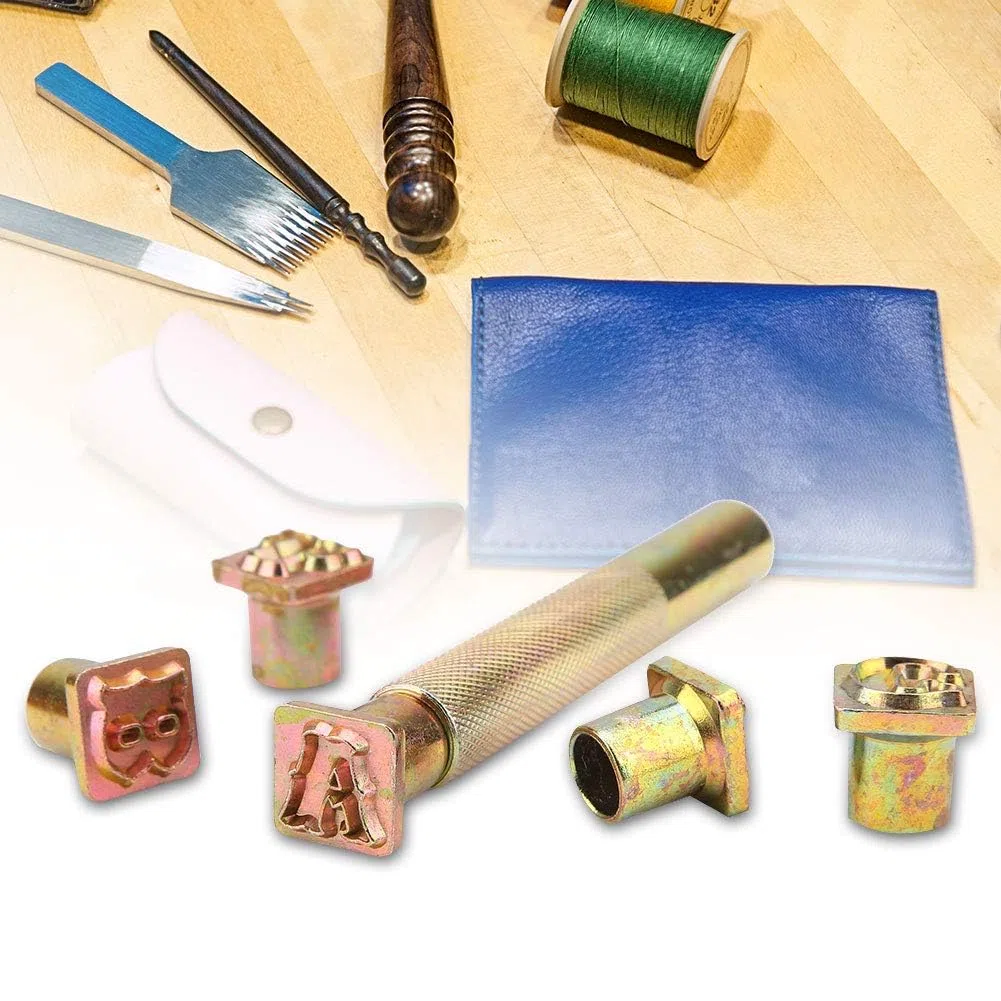 Agatige Letra de Sello de Metal, 13 mm Diseño Vintage Metal 26 Letras Juego de Punzones de Troquelado para Imprimir Metal, plástico, Madera, Cuero