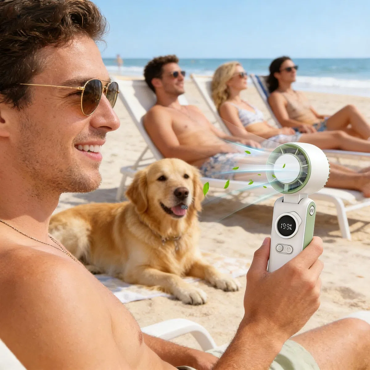 Ventilador portátil – Mini dispositivo de enfriamiento, enfriador de aire con pilas recargables, niveles de velocidad ajustables, generador de personal, para viajes de verano