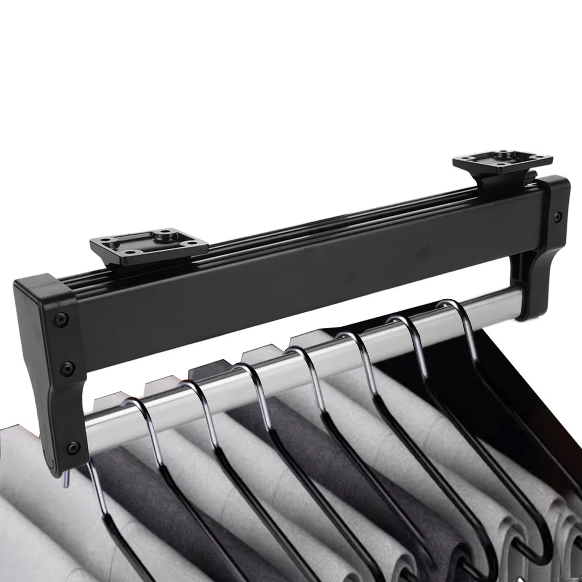 WOPPLXY barra extensible para colgar ropa de Negro, 292-590 mm perchero extraible armario de Acero Para colgar ropa, bolsos y corbatas (Negro)