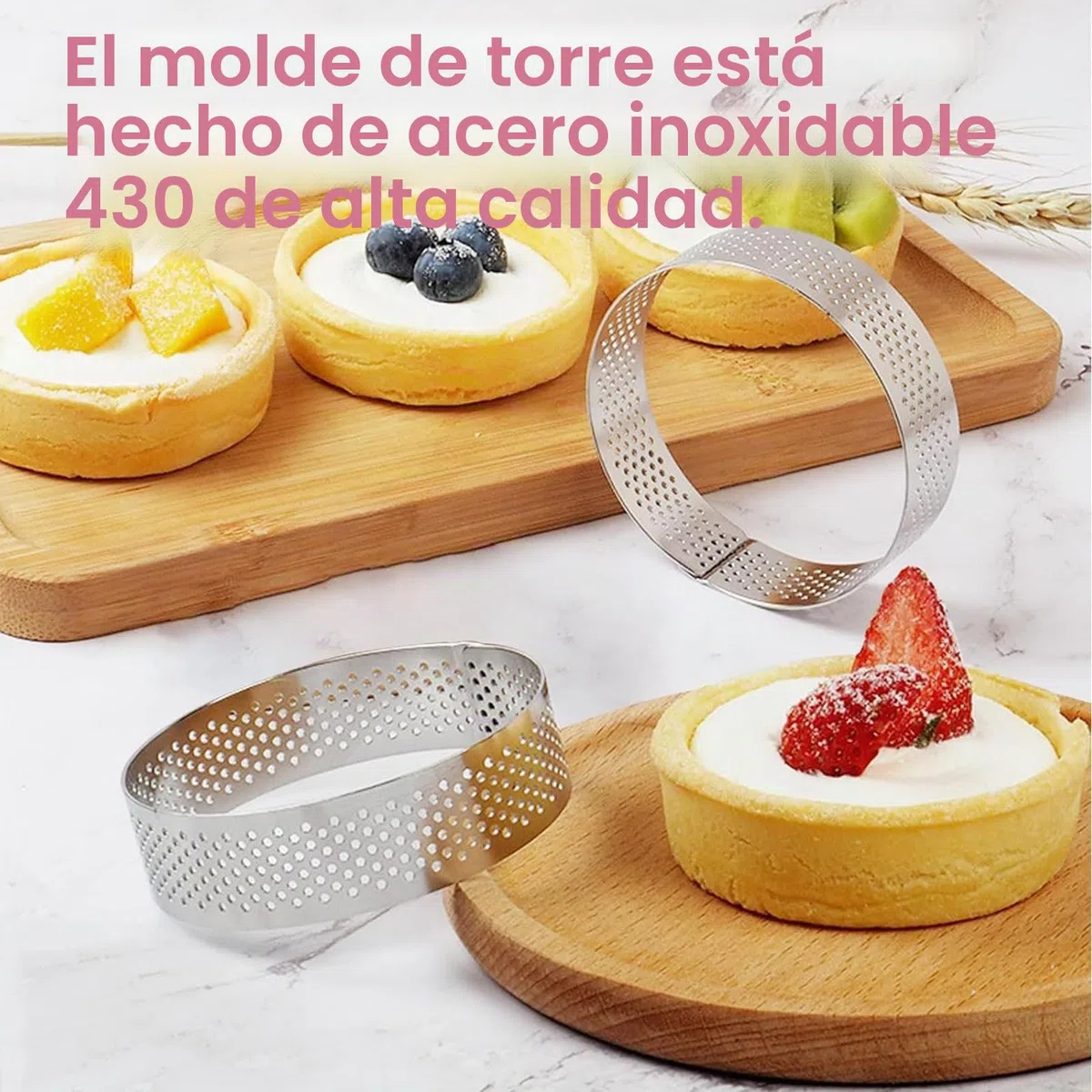 12 Piezas Moldes Perforados Tartaleta,Aros para Tartas en Acero Inoxidable 430,Anillo de Mousse de Pastel Perforado Para Hacer Quiches Mousses Tartas De Frutas Mini Pizzas(5cm,8 cm)