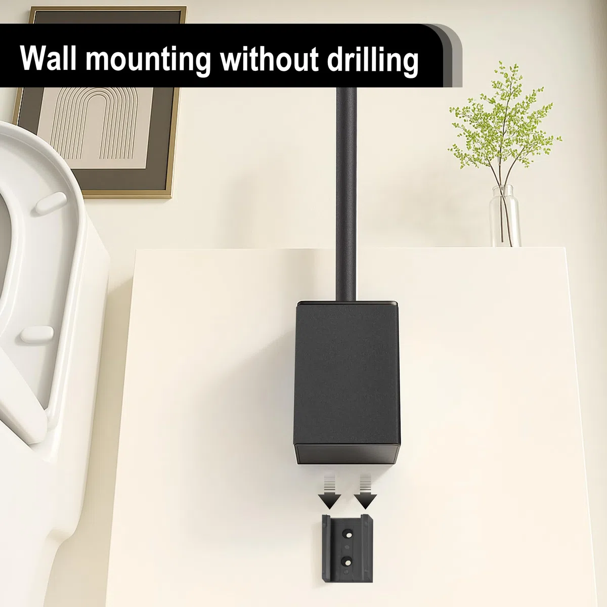 DAZI Escobilla WC de Pared Negro Mate, Escobillero Baño Metálico Antióxido y Diseño Moderno, Escobillero con Vaso Interior Extraíble para una Limpieza Fácil del Baño