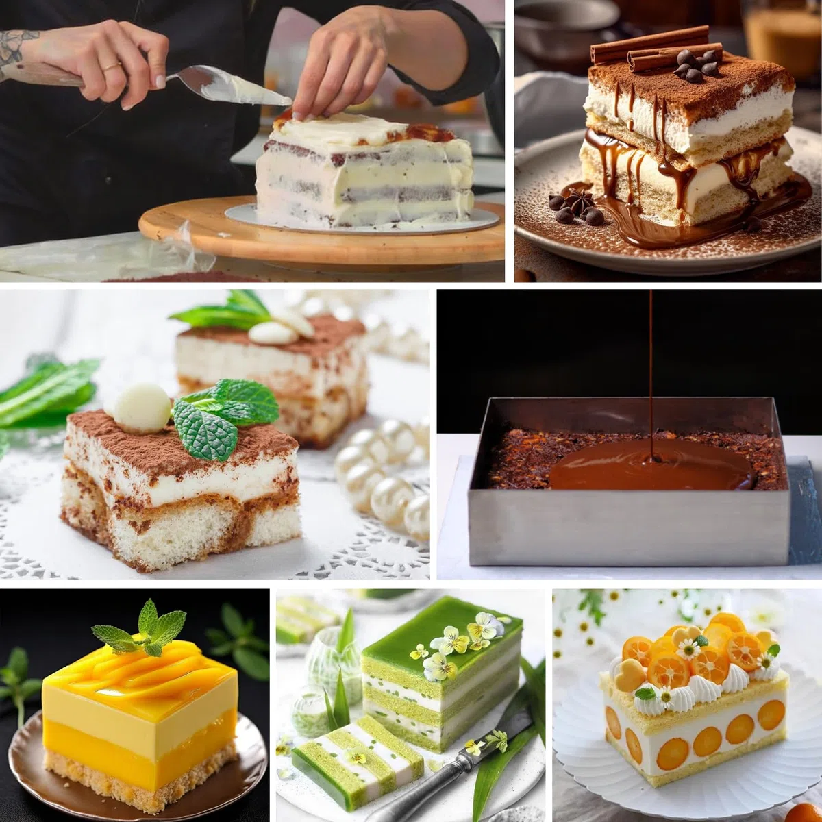 Molde Rectangular para Pastel Ajustable, 28x18 a 52x32 CM Moldes Cuadrados para Ttartas Acero Inoxidable de 10 CM de Alto Anillos para Tartas para Hornear y Preparar Pasteles de Mousse