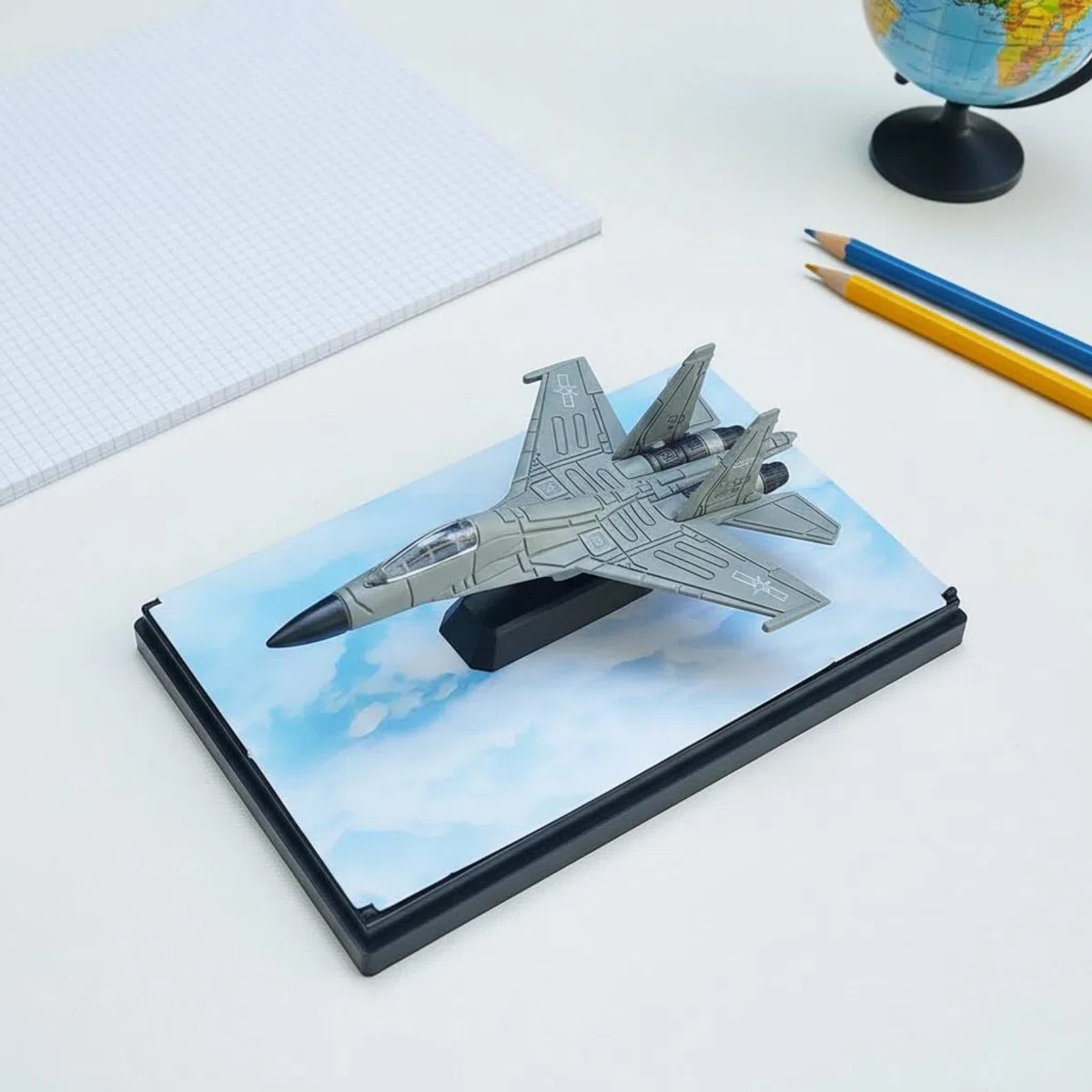 Modelo de Avión de Militar Aleación Impresión Detallada Réplica Aeronave Militar Metal Piezas Móviles para Coleccionistas, Gris