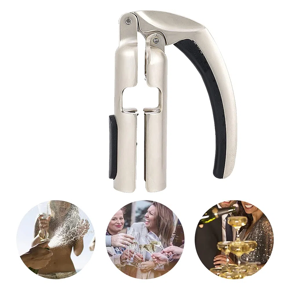 Abridor de botellas de champán, sacacorchos para vino espumoso, abridor de vino para bar y cocina, extractor profesional para vidrio y corcho (plata)