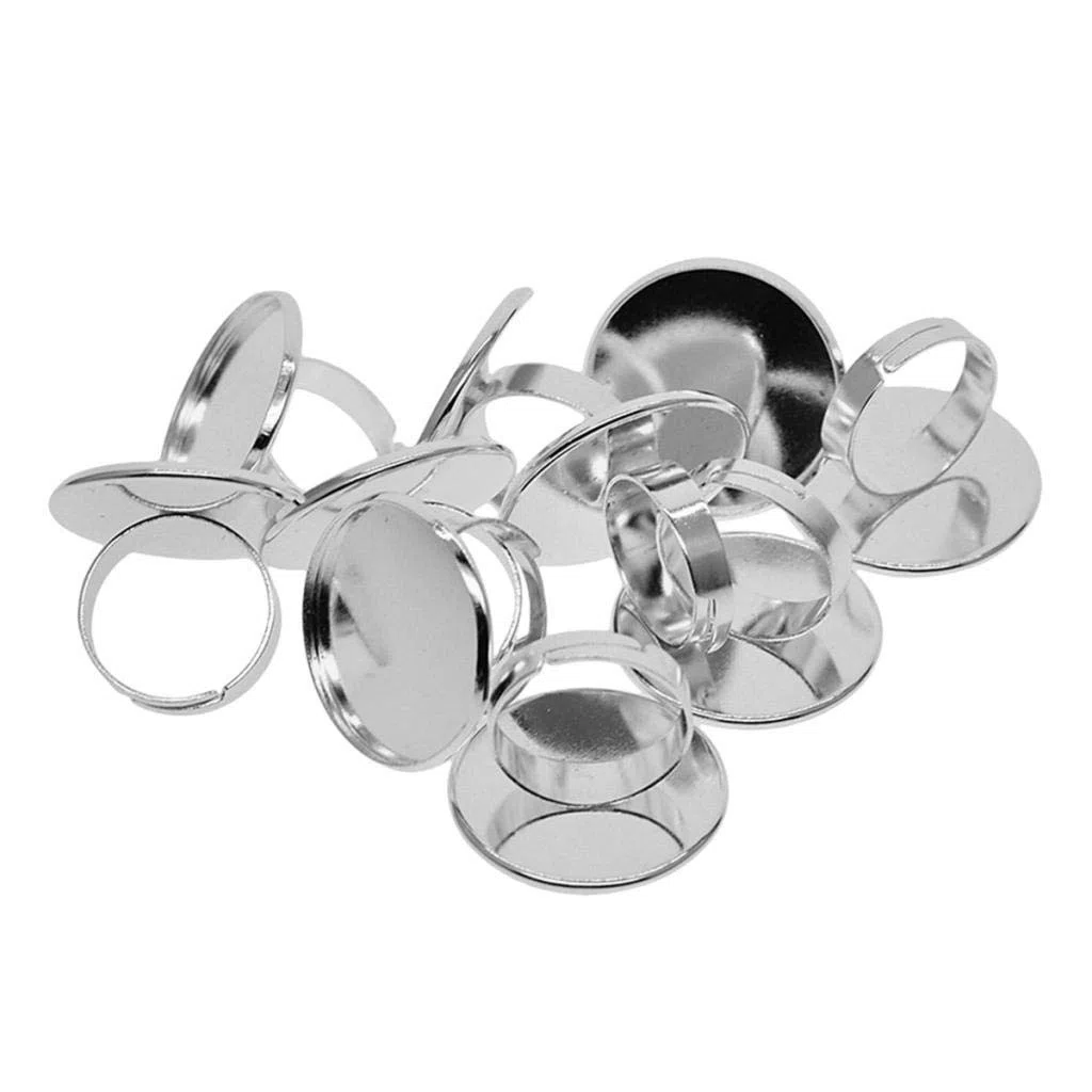Fornituras en Ajustable 10x para Cabujón de 25 Mm, Blanco dorado, tal como se describe