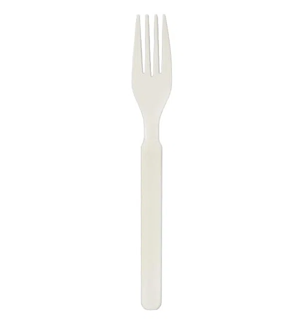 50 Tenedores Reutilizables Durables de PP Crema 17,9cm, Cubiertos de Plástico, Ecológico y Robusto, Aptos para Lavavajillas