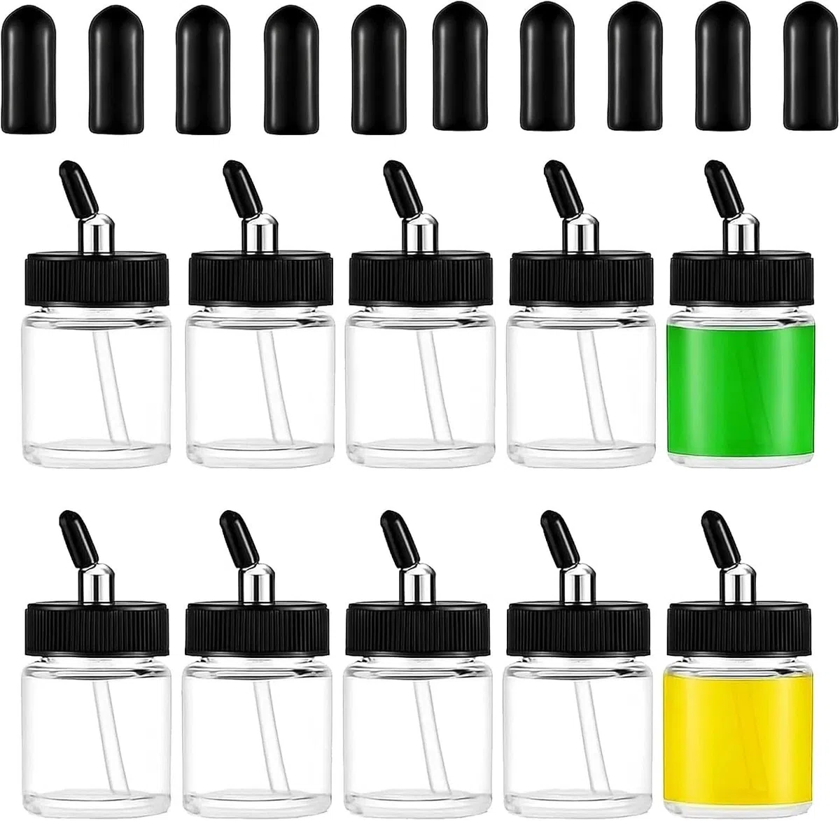 ABEST 10 botellas de cristal con tapa de cristal para aerógrafo Master, Iwata Dual Action Airbrush