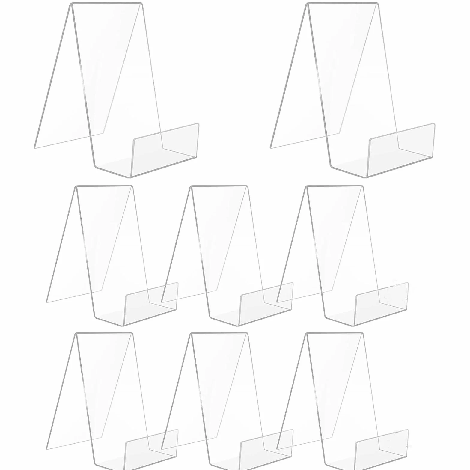 Soporte de acrílico transparente para libros, 8 piezas, expositor de libros, soporte transparente para mostrar álbumes de fotos, hojas de música, cuadernos, obras de arte