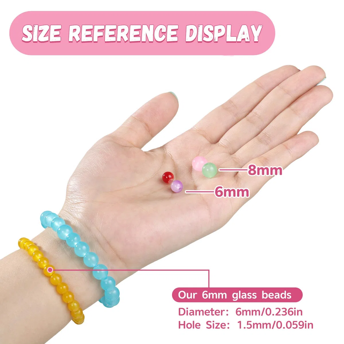 Funtopia Abalorios para Hacer Pulseras, 34 colores 1400 Pizas de 6mm Cuentas Redondas de Cristal para Pulseras, Kit de DIY Manualidad Fabricación con Caja y Dijes