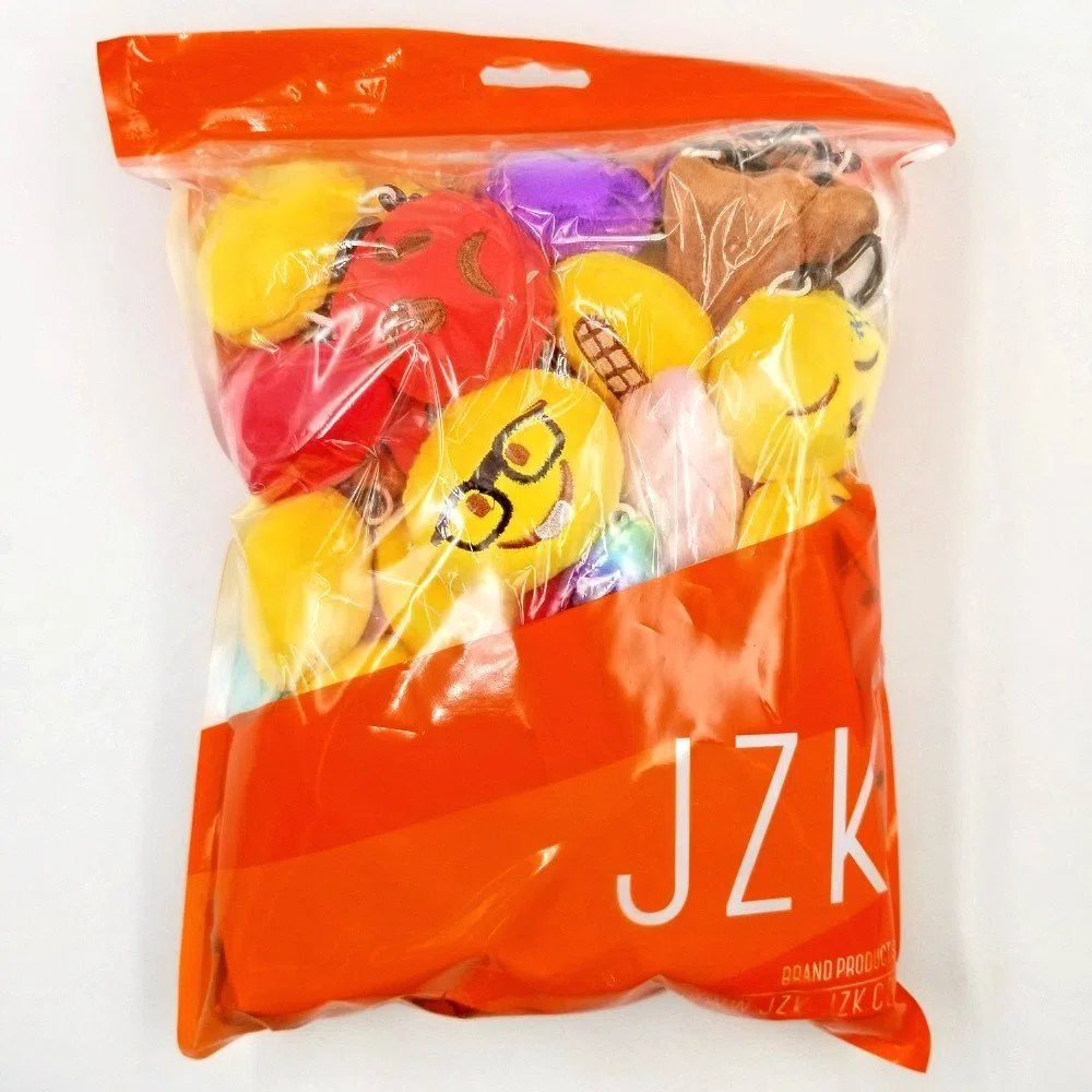 JZK 45 x Mini llavero de emoticono de felpa 5cm amarillo pequeña cara sonriente mochila llavero para niños adultos regalos de fiesta de cumpleaños obsequios recuerdo, rellenos de bolsas de fiesta