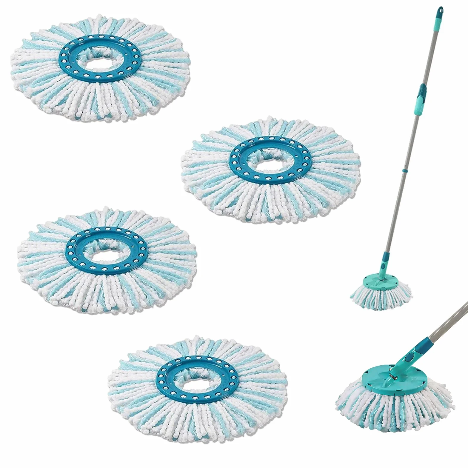 4 Piezas Cabezales de trapeador, Compatible con Leifheit Clean Twist Disc Mop, Material de Microfibra, para Todo Tipo de Suelos, Limpieza Eficaz, Ideal para Empresas, Hogar, Escuela