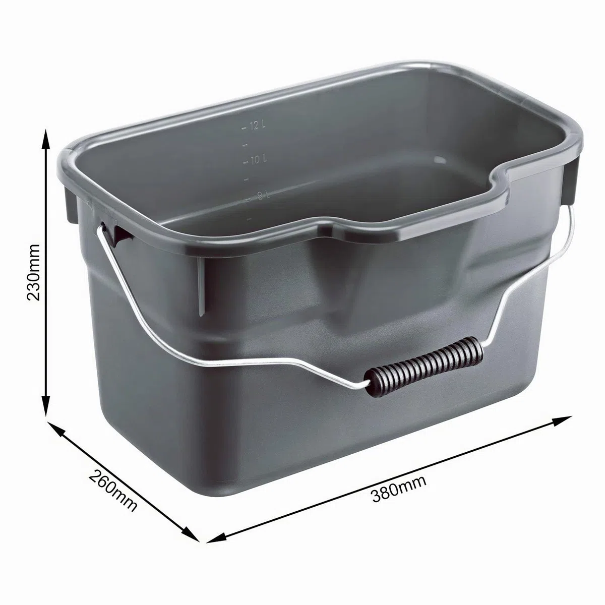Rotho Basic cubo cuadrado de 12 litros con mango y balanza, Plástico (PP) sin BPA, antracita, 12l (38.0 x 26.0 x 23.0 cm)