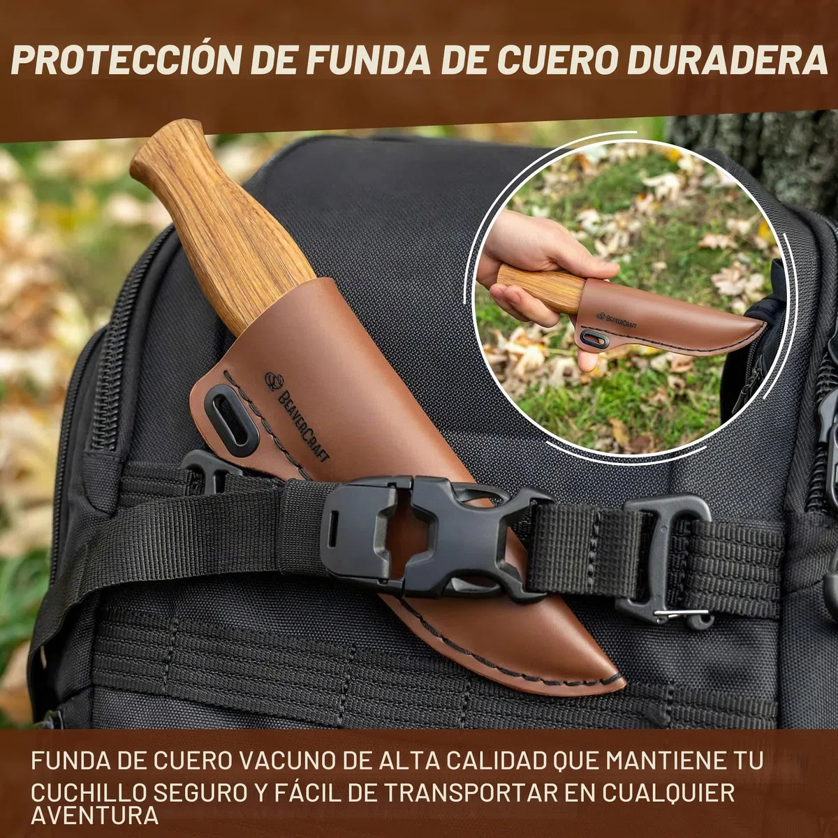 BeaverCraft, Cuchillo Sloyd C4s de 8cm - Cuchillo Sloyd para Tallar Madera con Funda de Cuero para Tallar y Desbastar para Principiantes y Profesionales Acero Duradero de Alto Contenido en Carbono