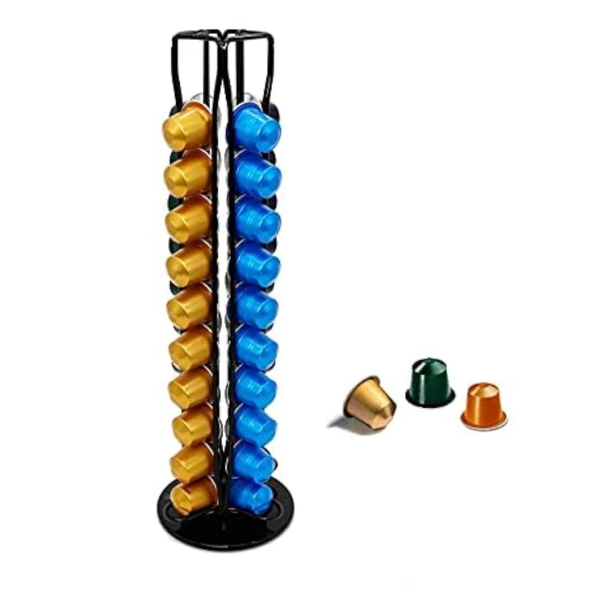 Exzact Soporte para cápsulas de café, compatible con cápsulas Nespresso Classic (40 piezas) - estante giratorio de torre de cápsulas de café - Negro