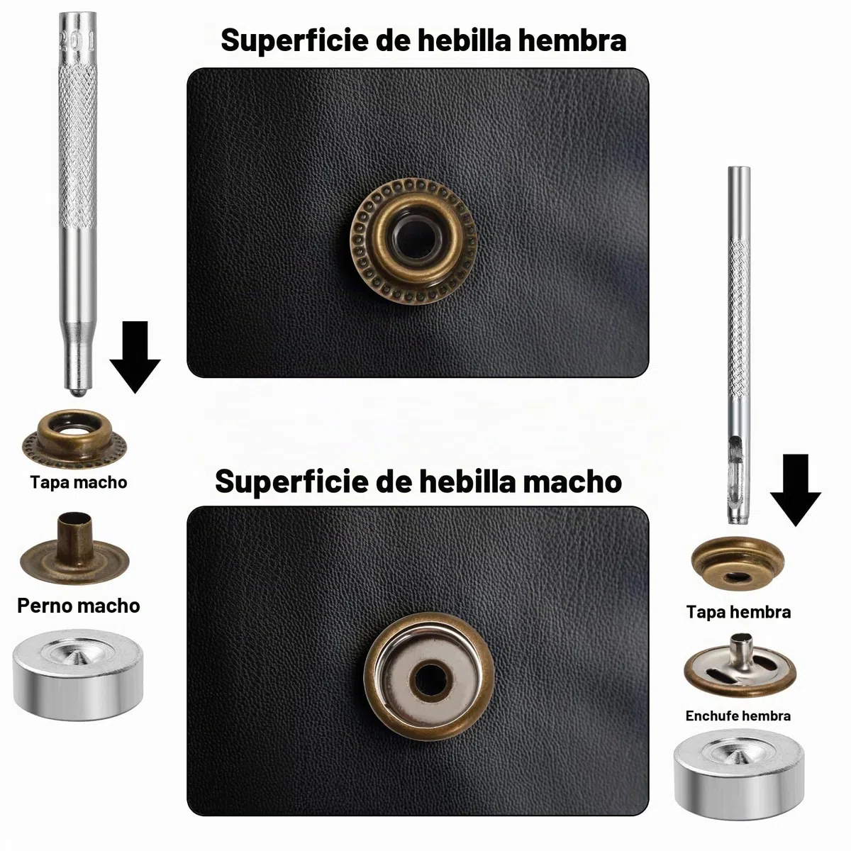 Amentalove 260Pcs Corchetes de Presion Metalicos,15mm Botones de Presion, Botones a Presion, Kit Cierre a Presión con 3 Herramientas, Corchetes de Presion Metalicos para Bolsos Jeans Ropa Tela
