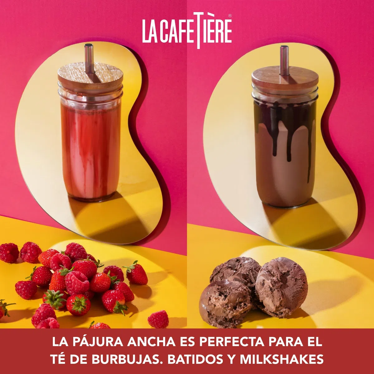 La Cafetière Bubble Tea Tumbler, 650ml Clear Glass Cup with Stainless Steel Straw, Reusable Boba Bubble Tea Drinking Cup, Ideal for Smoothies, Milkshakes, Iced Lattes and Cold Drinks