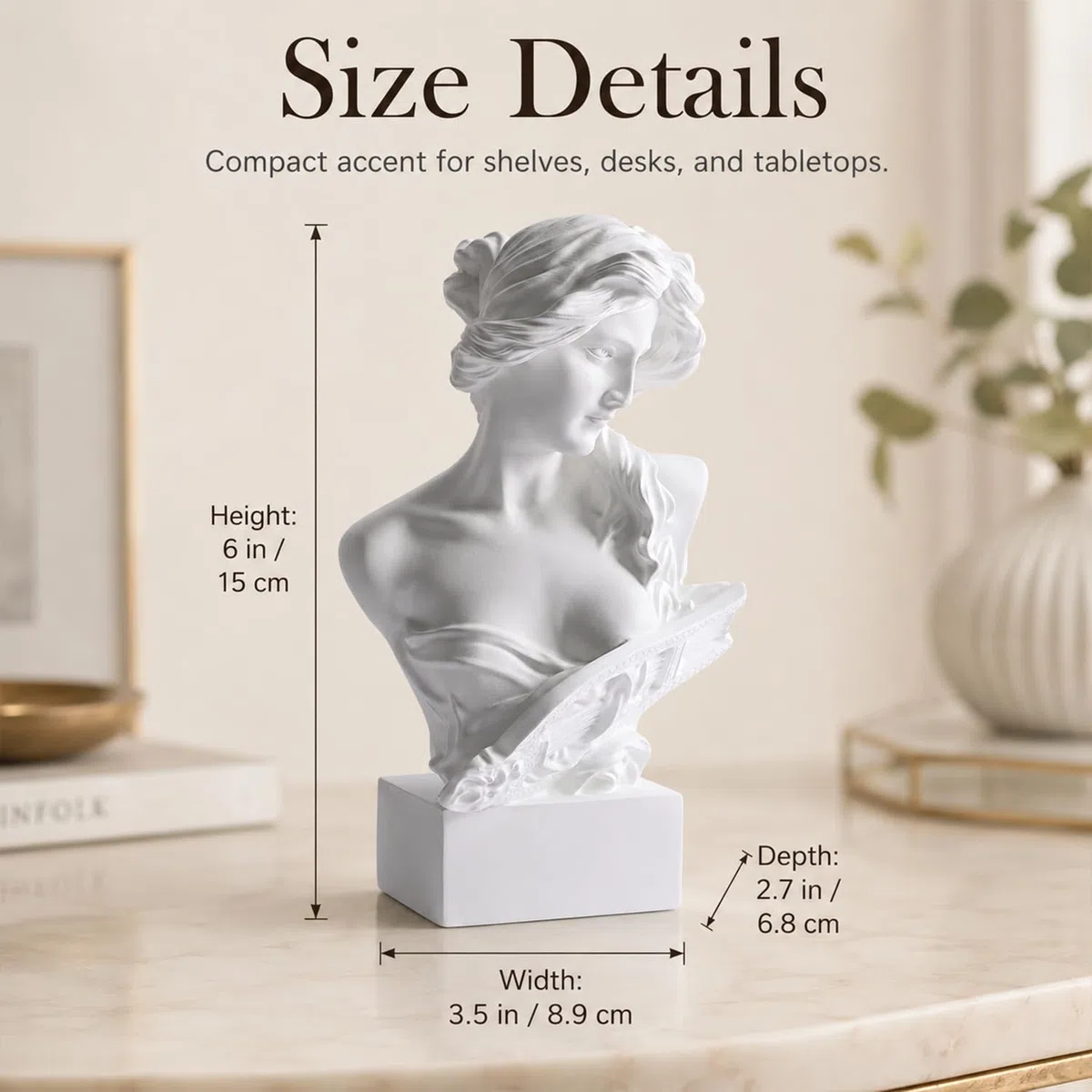 Figura decorativa de busto de mitología griega de 6 pulgadas, estatuas de Artemisa y figuras de diosa romana para práctica de bocetos, estatuas y esculturas estéticas