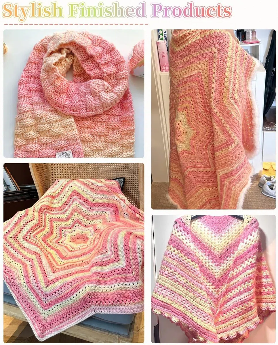 Coopay Ovillo de lana degradado, 200 g (2 x 100 g) para ganchillo, hilo de ganchillo degradado multicolor, bonito hilo de ganchillo muy suave, lana para tejer elegantes jerseys - 109 Temporada Flores