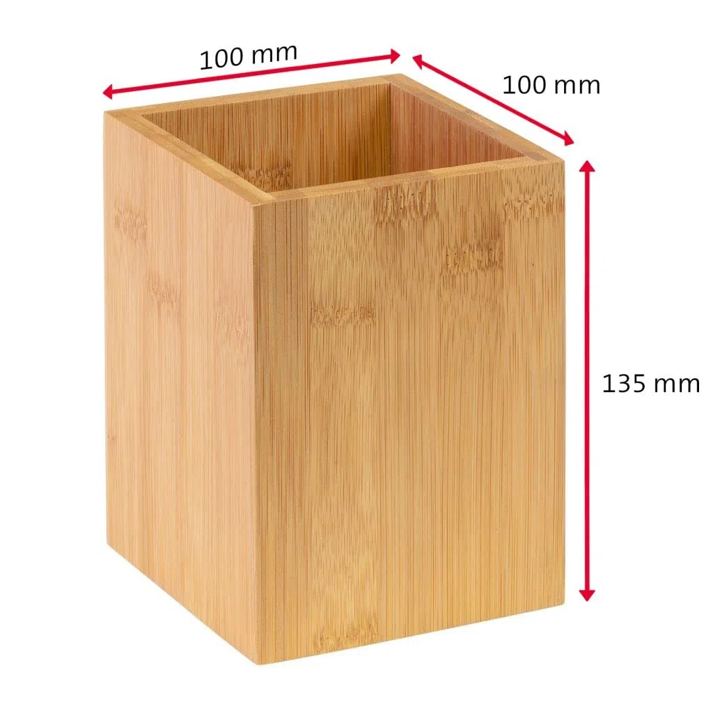 Westmark 2X Soporte para Utensilios/Organizador de Cocina, Cuadrado, Dimensiones 13,5 x 10 x 10 cm, Bambú, Tapas y Friends, Marrón Claro, 698622E3