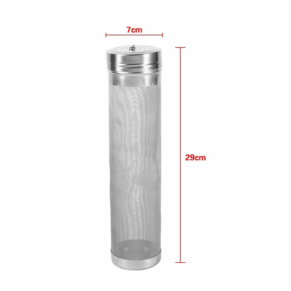 Nikou Filtro Homebrew Hop - Filtro de elaboración de cerveza, Filtro de filtro de cerveza de acero inoxidable Homebrew Beer Tolva de vino 300 micras 29cm x 7cm (11in x 2.7in)
