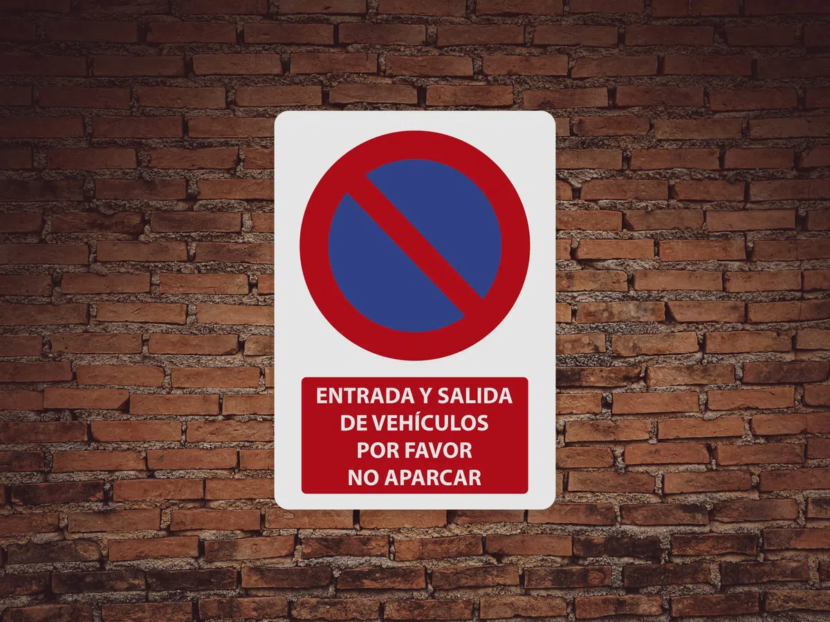 Oedim Señal Entrada y Salida de Vehículos Por Favor No Aparcar, Aluminio Dibond 3mm, Decoración Pared, Duradero y Económico