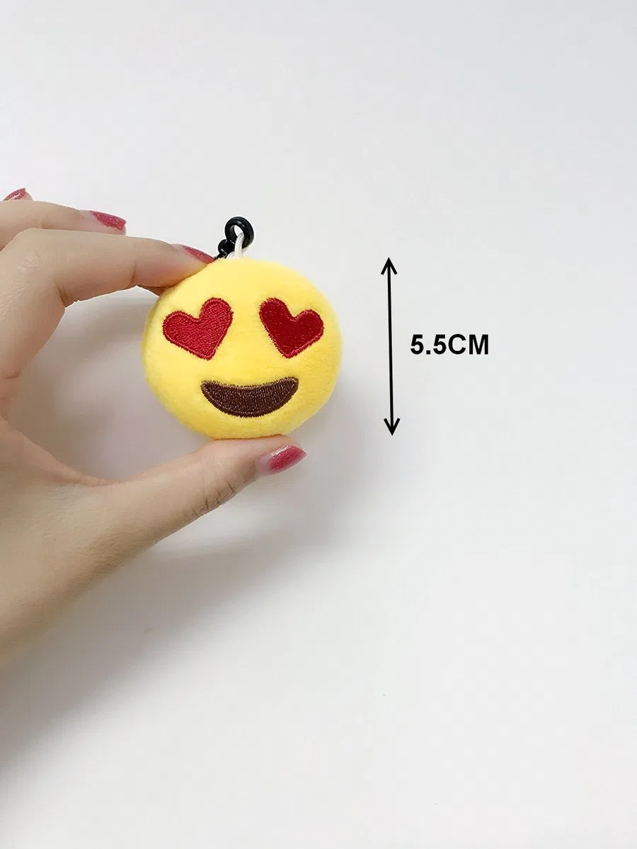 JZK 45 x Mini llavero de emoticono de felpa 5cm amarillo pequeña cara sonriente mochila llavero para niños adultos regalos de fiesta de cumpleaños obsequios recuerdo, rellenos de bolsas de fiesta