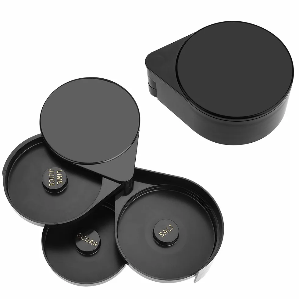 Pilipane Rimmer de Vidrio de Barra de 3 Niveles, Rimmer de Vidrio de Barra Negra para Margarita y cóctel, Herramienta de Camarero Rimmer de Vidrio de Barra con Esponja