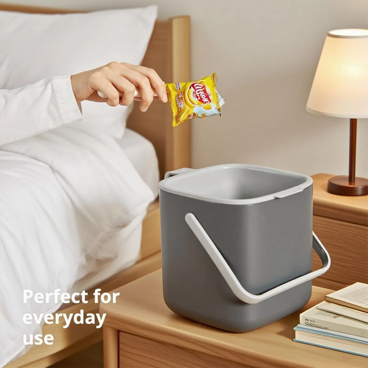 Cubo Compost Cocina 4L - Cubo Orgánico Apto Lavavajillas con Filtro Carbón Activo - Antiolor y Colador Integrado para Residuos Diarios (Gris)