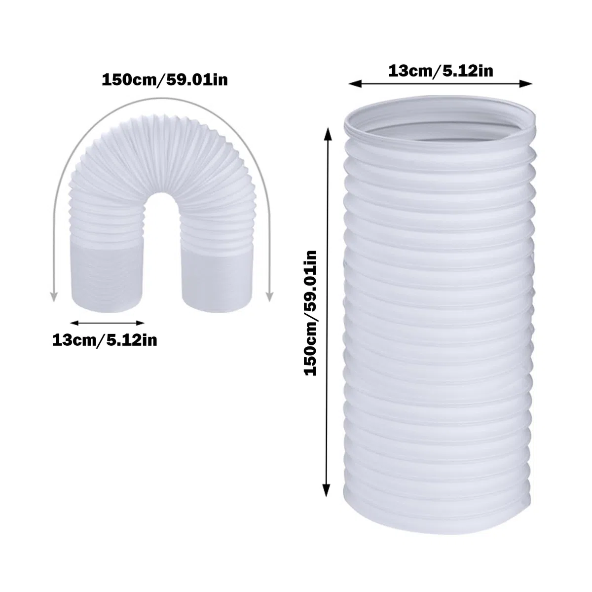 Tubo Aire Acondicionado Portátil, Ø 130 Mm, 1.5 M Manguera De Escape Para Aire Acondicionado, Tubo Flexible De Salida De Aire AC De PVC Con Rosca En Sentido Antihorario Para Aire Acondicionado/cocina