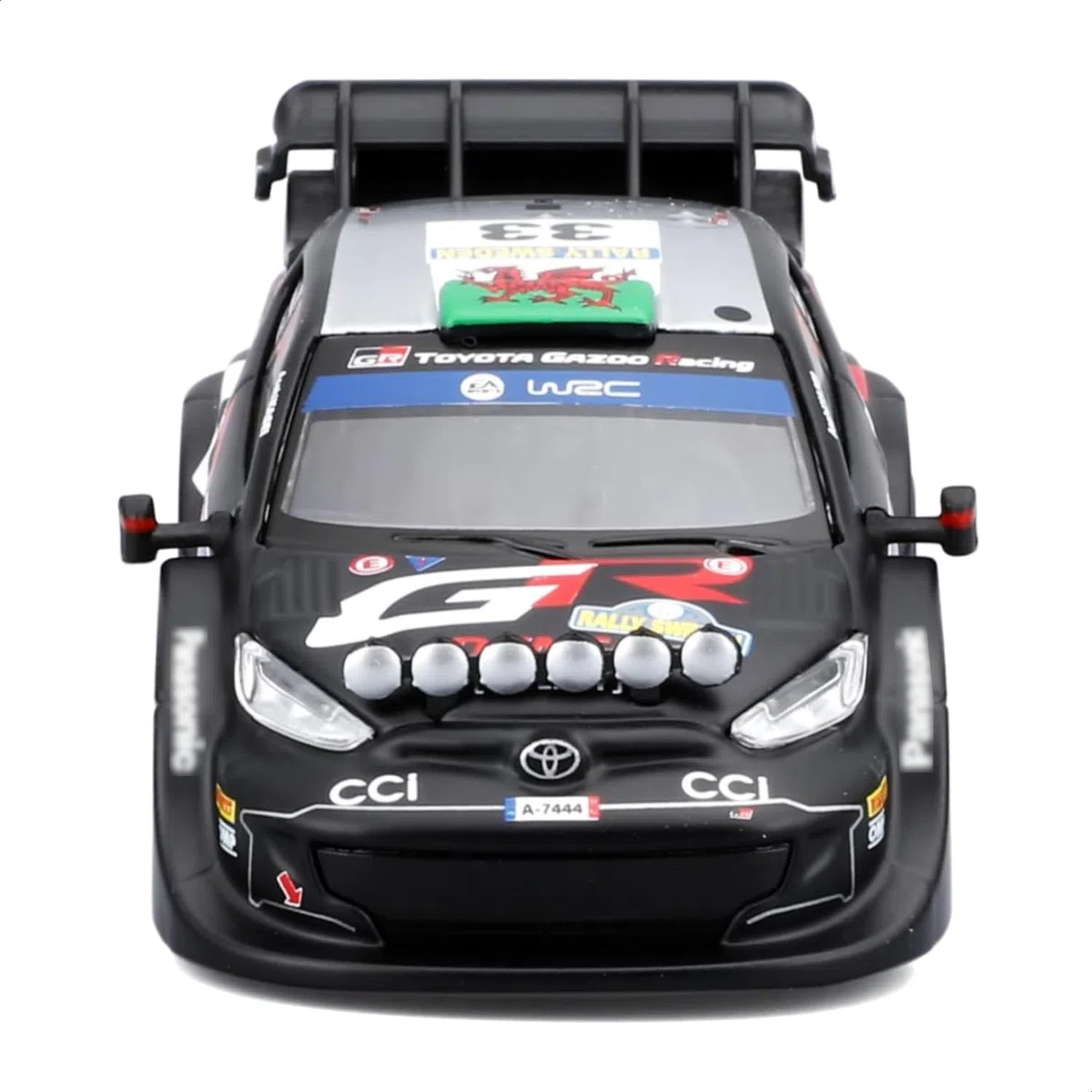 Bburago - Toyota GR Yaris Rally 1 Hybrid #33 Evans con Vitrina de exposición a Escala 1:43, Coche de Rally de fundición a presión, réplica Detallada, Licencia Oficial de Toyota, 14+