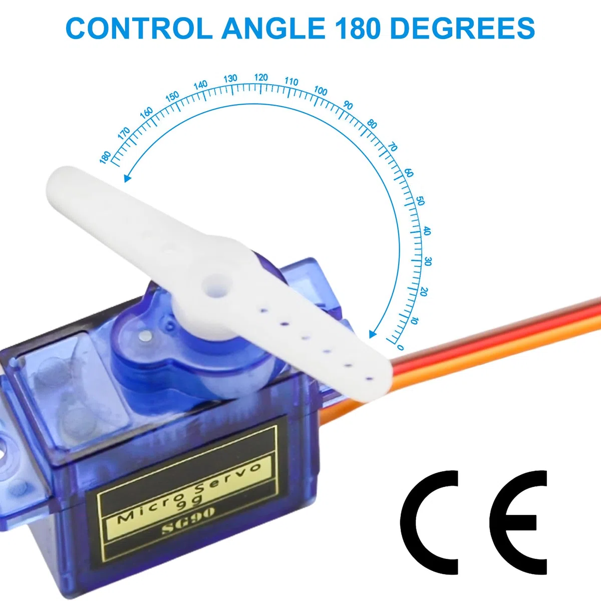 9G Micro Servo Motor, 10 Unidades Mini Servomotor con cable, Mini Servos para Arduino, Micro Servo Motor para RC Robot/Mano/Paseo Helicóptero Avión Coche Barco Control (Azul)