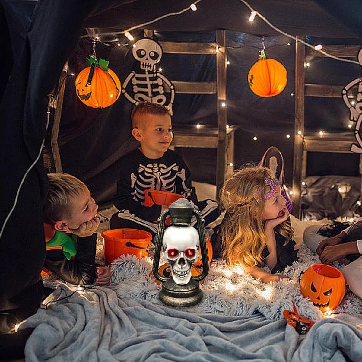 Lámpara De Calavera De Halloween Funmo Halloween Linterna Calavera Parpadeante Lámpara De Calavera Calavera Led Lantern Accesorios De Regalo para Fiesta, Halloween, Decoración De Bar