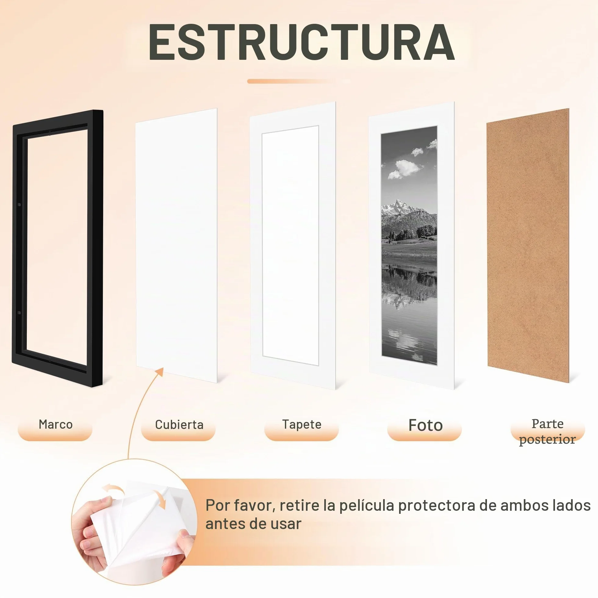 4 marco 30x40, marco de fotos 30 x 40 cm, color negro con plexiglás, marcos para fotos, fotos, pósteres (Negro, 30 x 40)